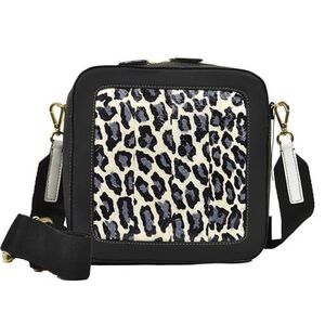 Meredith Wendall Black Handbag Square Snakeskin Leopard Print